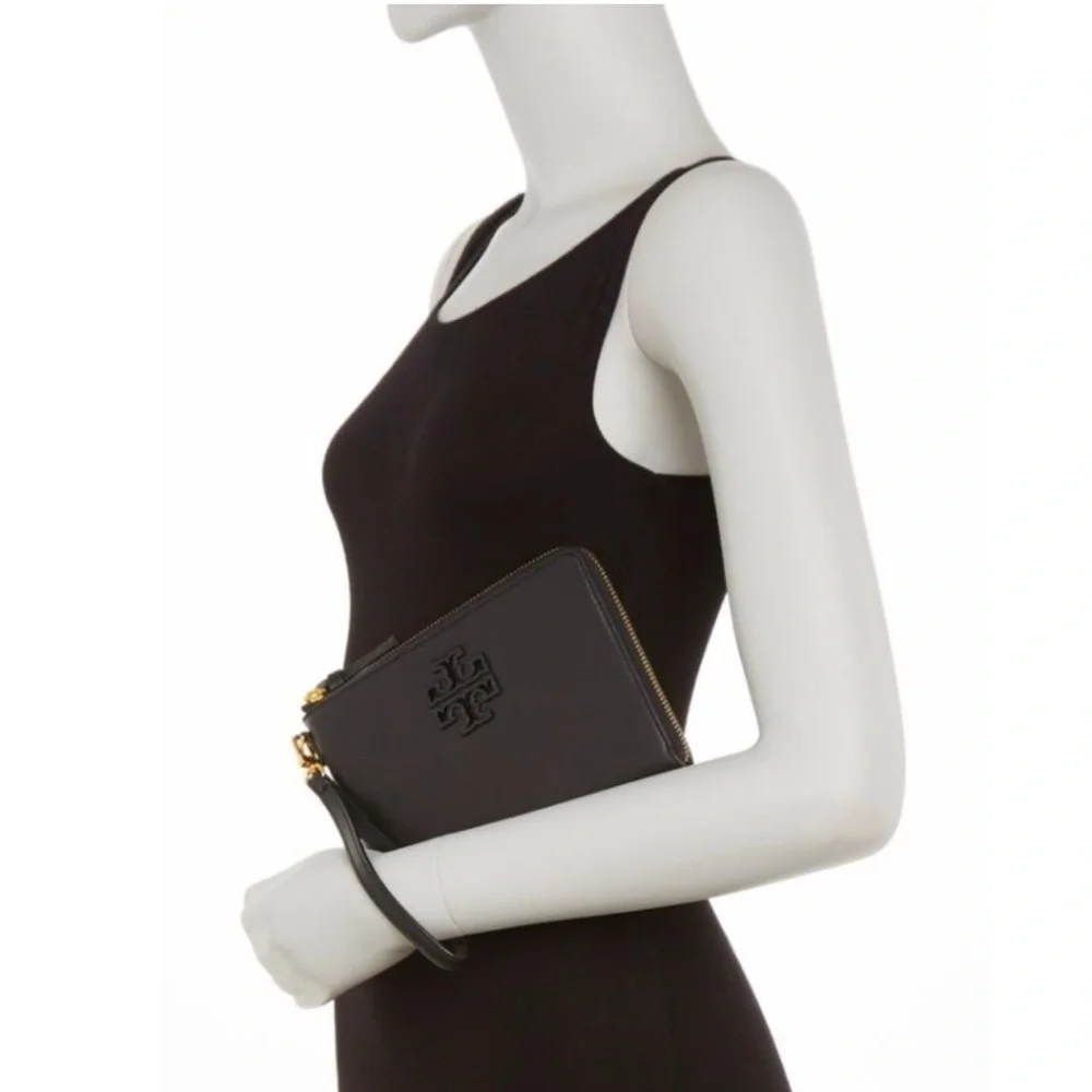 Tory Burch Lily Large Zip Pouch Wallet Black on Black
